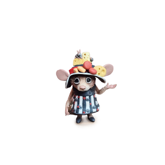 Aleah Klay Cheese Hat Fashionista Mouse OOAK Miniature c.2014