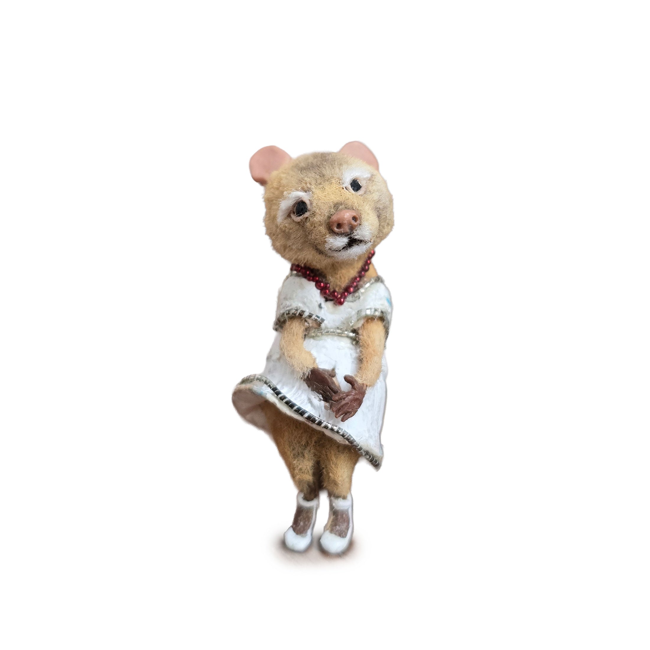 Aleah Klay Marilyn-Inspired Mouse in White Dress OOAK Miniature 2013