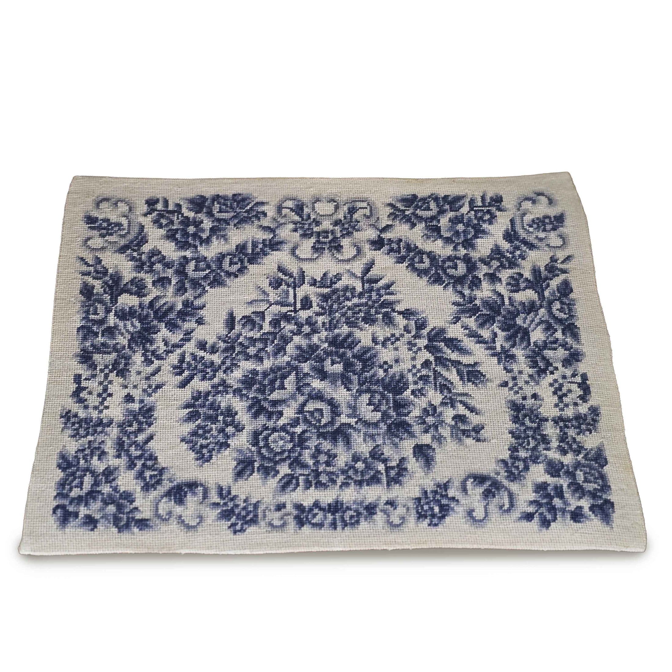 Incredible Blue & White Petit Point Aubusson Rug Miniature Dollhouse