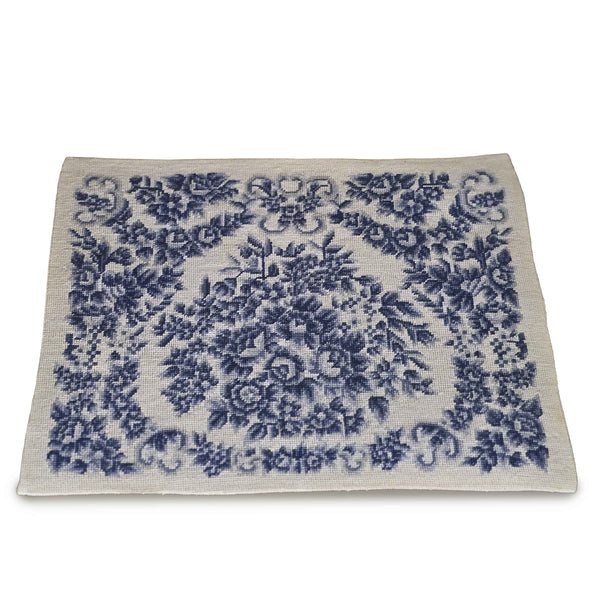 Incredible Blue & White Petit Point Aubusson Rug Miniature Dollhouse
