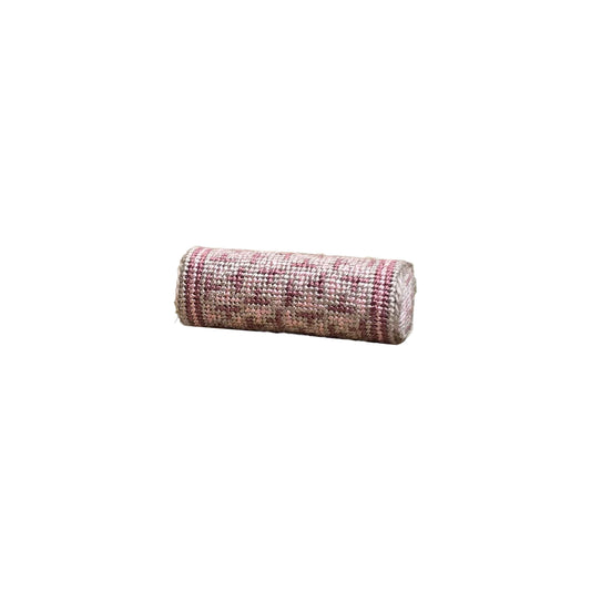 Sharon Garmize Micro Petit-Point Bolster Pillow in Pink & Dove Gray