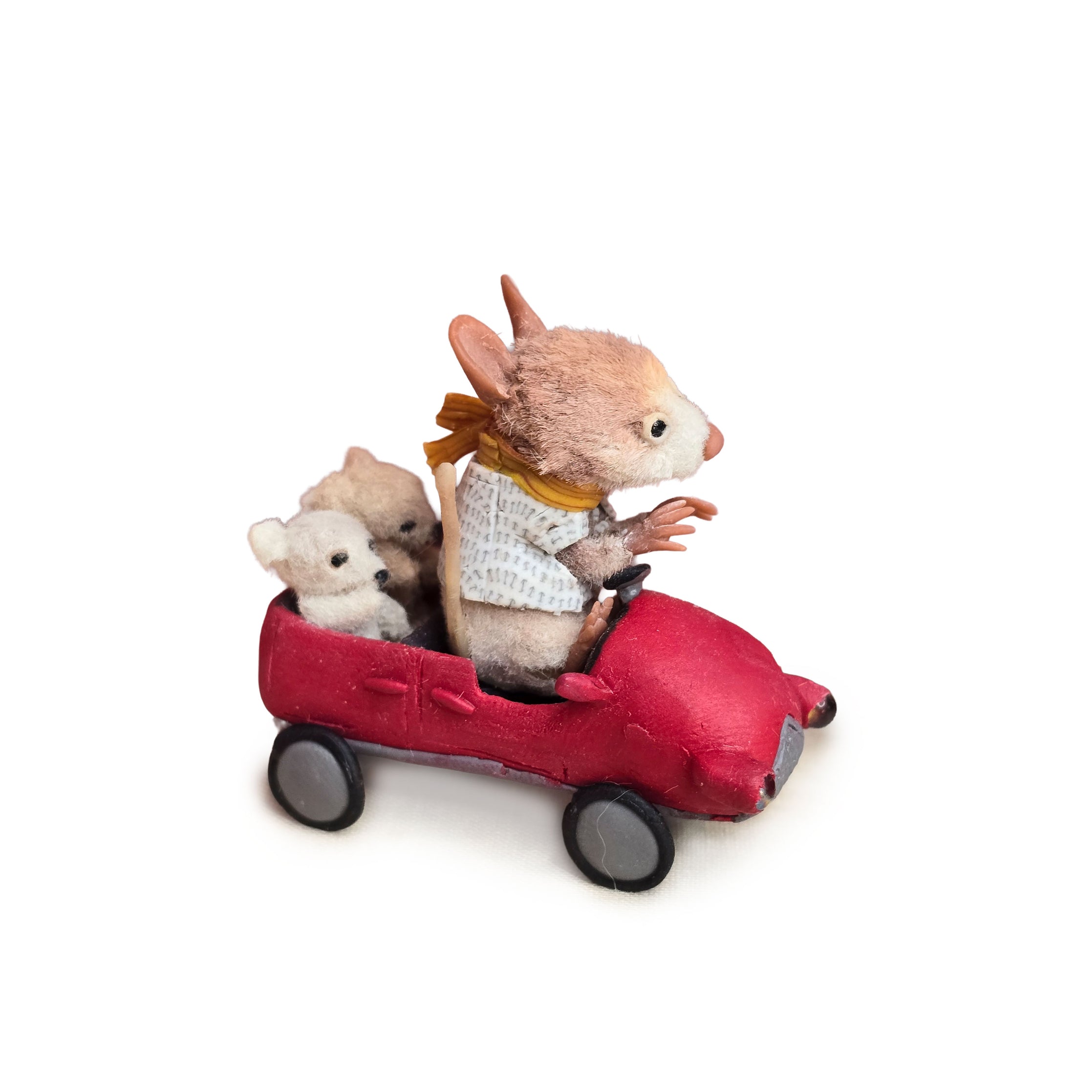 Aleah Klay “Miniature Mouse Driving Red Car with Teddy Bears” OOAK 2012